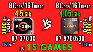 Ryzen 7 3700x vs Ryzen 7 5700x3D Test in 15 Games or R7 5700x3D vs R7 3800x [upl. by Ayk]