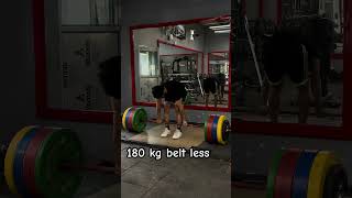 180 kg beltless deadlift gettingstrongereveryday powerlifting motivation powerliftingworkout [upl. by Leunam]