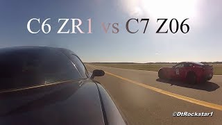 C6 ZR1 vs C7 Z06  Corvette 12 mile Drag Race [upl. by Rafa492]