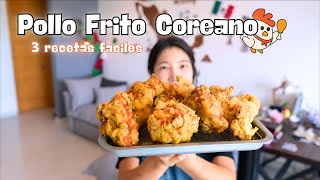 3 Tipos de Pollo Frito Coreano Facil [upl. by Nwahsal]