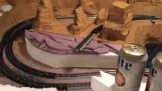 Forming the quotGrand Canyonquot on Ho scale train layout using foam [upl. by Loram]