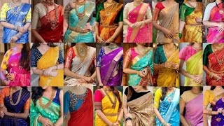 Saree Blouse Colour Combination Ideas  Saree Blouse Color Combination Contrast Colour Saree Blouse [upl. by Spiro]