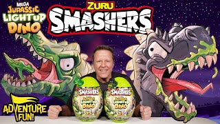 Zuru Smashers Mega Jurassic Light Up Dino 25 Surprises With TRex Dinosaur Adventure Fun Toy review [upl. by Brine69]