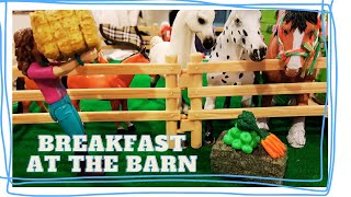 Schleich Horse Toys Video Breakfast at the Barn [upl. by Newhall]