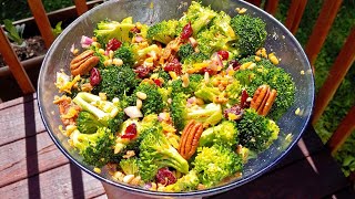 Broccoli Salad  No Mayo No Sugar  Broccoli Picnic Salad [upl. by Nehtanhoj955]