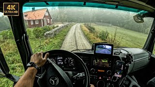 Driving on Foggy Day  Off Road  Pov Truck Drving Mercedes Benz  4K ASMR [upl. by Aisercal896]