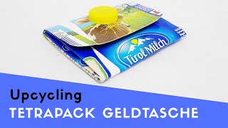 DIY Anleitung Geldtasche aus Tetrapack falten  einfach und schnell [upl. by Ahsitra296]