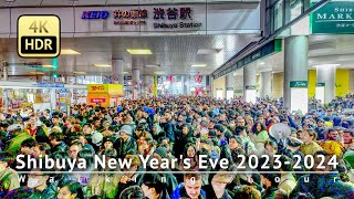 Shibuya New Years Eve 20232024 Walking Tour  Tokyo Japan 4KHDR [upl. by Edgard89]