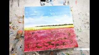 Leinwand Malerei Ideen eine abstrakte Landschaft malen Bäume Himmel Blumen malen mal anders [upl. by Shipman]