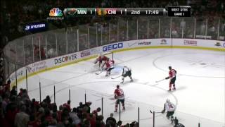 Marian Hossa wrister goal 11 April 30 2013 Minnesota Wild vs Chicago Blackhawks NHL Hockey [upl. by Eenhat]