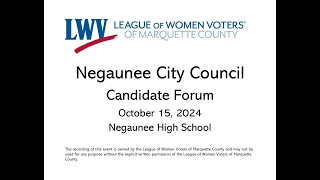 Negaunee City Council Candidate Forum October 15 2024 [upl. by Morette798]