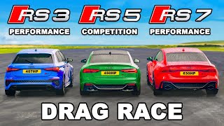 Fastest Audi RS3 v RS5 v RS7 DRAG RACE [upl. by Asa]