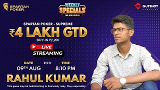 GUTSHOT LIVE – Spartan Poker Supreme with Rahul Kumar  Giveaway Alert [upl. by Adnohsel]