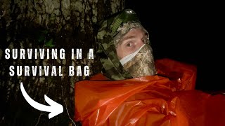 Minimalist SURVIVAL Camping In A SURVIVAL BAG [upl. by Ettener]