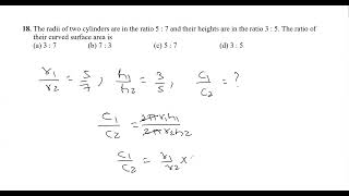 The radii of two cylinders are in the ratio 5  7 and their heights are in the ratio 3  5 [upl. by Kwan]