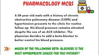 Pharmacology MCQs Pharmacology MCQs with Answer and Explanation betablockers [upl. by Nosdrahcir]