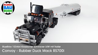 BlueBrixx 103464 – Klassischer schwarzer LKW mit Trailer – Convoy Rubber Duck Mack – mod Prints [upl. by Ahsuatan217]