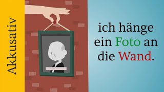 Deutsch lernen  Wechselpräpositionen  Positionsverben und Richtungsverben  Dativ und Akkusativ [upl. by Kettie]