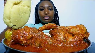 Asmr mukbang chicken pepper 🌶 soup with plantain fufu [upl. by Ternan]