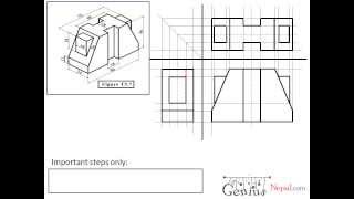 Engineering Drawing TutorialsOrthographic drawing 1 with front view and slide view T 5 7 [upl. by Enelra]