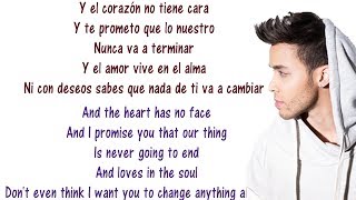 Prince Royce  Corazón sin cara  Lyrics English and Spanish  Heart Without a Face  Translation [upl. by Dnarud568]