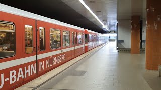 Ausfahrt der UBahn Nürnberg Typ DT1  Drehstrom amp Gleichstrom 50er Jubiläums Wagen am Hasenbuck4K [upl. by Sucramrej38]