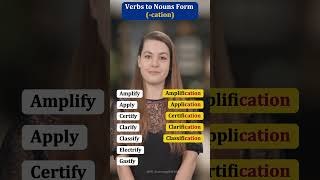 Verbs to Nouns cation Forms  Learn English Vocabulary shrots [upl. by Llehsad259]