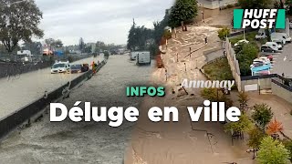 Le centreville d’Annonay transformé en rivière par l’épisode cévenol [upl. by Aholah155]