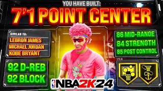 This 7’1 POINT CENTER has CRACKED NBA 2K24… DEMIGOD 71 ISO BUILD [upl. by Nowad]