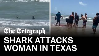 Shark attacks woman on Texas beach [upl. by Archle106]