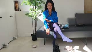 try on and review opaque blue tights color marine [upl. by Creamer]