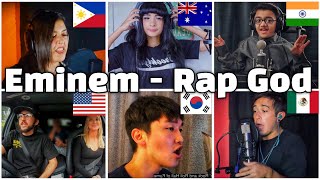 Who sang it better  Rap god  India Philippines Australia US Korea Mexico Eminem [upl. by Lasyrc380]