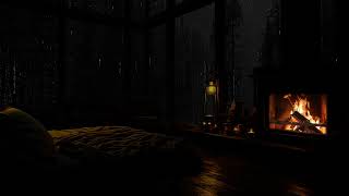 Rain and Fireplace Ambience in a Cozy Cabin  Goodbye Stress Hello Sleep [upl. by Anoyi]