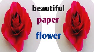 How To Make Easy Paper Rose 🌹 Flower Craft Beautiful Paper Rose Homed Craft [upl. by Ltney326]