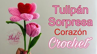 Tulipán sorpresa CORAZÓN🌷♥️🧶SAN VALENTIN💘 flores corazón [upl. by Ultann76]