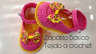 Zapatito Basico Tejido a crochet  03 meses  paso a paso  Basic crochet baby shoe 03 months [upl. by Hanikas917]