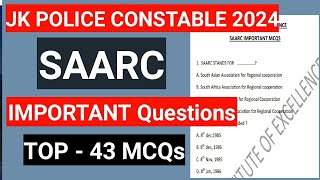 JK POLICE CONSTABLE 2024 SAARC ORGANISATION  IMPORTANT QUESTION [upl. by Dong713]