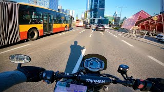 4K Friday afternoon Start of the weekend Scrambler 1200 XC Daily commute RAW sound POV [upl. by Bolten157]