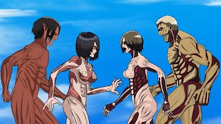 Attack Titan Mikasa Female Titan Vs Anine Female Titan And Armored Titan  Attack On Titan Season 4 [upl. by Leidag]