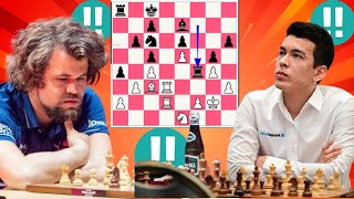 Perfect chess game 34 By Magnus Carlsen vs Nodirbek Abdusattorov [upl. by Rodavlas]