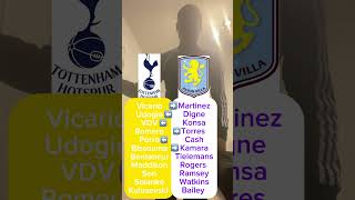 Spurs VS Aston Villa COMBINED XI football tottenhamhotspur astonvilla premierleague football [upl. by Rossi]