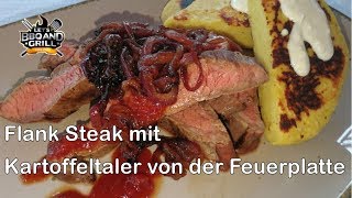 Flank Steak mit Kartoffeltaler von der Feuerplatte [upl. by Krystyna]