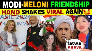 ITALYS PM MELONI SHAKE HANDS WITH MODI GOES VIRAL  MAULANA ANGRY 😡😡 [upl. by Nivets]