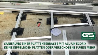 Kippelnde Platten oder Stein Terrassen einfach mit einer Aluminium Unterkonstruktion sanieren [upl. by Aerdnac]