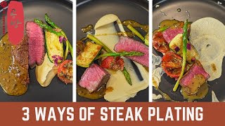 Three Different Ways of Plating Steak  Steak Cabbage Puree Peppercorn Sauce [upl. by Regdirb]