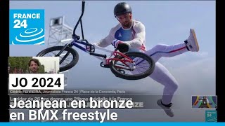 JO 2024  Jeanjean en bronze en BMX freestyle • FRANCE 24 [upl. by Llesirg951]