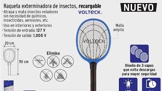 RAQUETA EXTERMINADORA DE MOSQUITOS VOLTECK 49149 [upl. by Gnuoy]