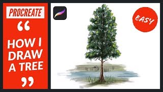 Procreate drawing trees tutorial  how to draw a tree for beginners  Bäume malen deutsch [upl. by Maddock]