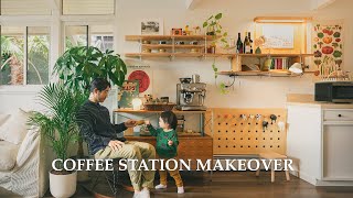 Home Cafe Complete Makeover｜MidCentury Modern Coffee Bar｜KidFriendly [upl. by Theressa]