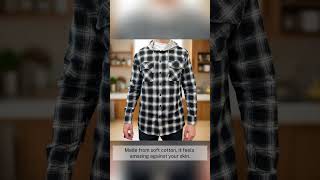 Mens Cotton Flannelette Shirt w Jersey Hood Long Sleeve Flannel  Black  XL [upl. by Eiderf]